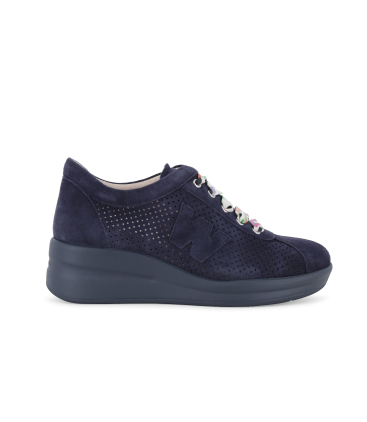 Sneakers walk in camoscio blu navy con lacci fantasia r20245q