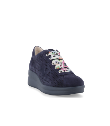 Sneakers walk in camoscio blu navy con lacci fantasia r20245q