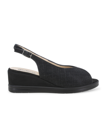 Sandalo donna comodo in tessuto nero r80335z