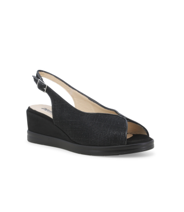Sandalo donna comodo in tessuto nero r80335z
