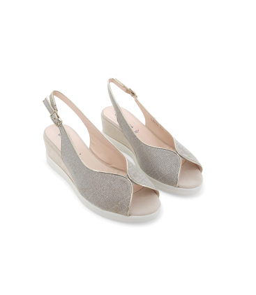 Sandalo donna comodo in tessuto platino r80335z