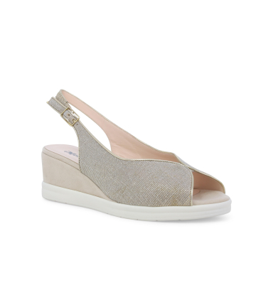 Sandalo donna comodo in tessuto platino r80335z