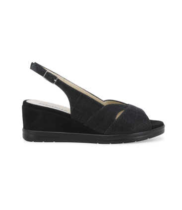 Sandalo donna comodo in tessuto nero r80339z