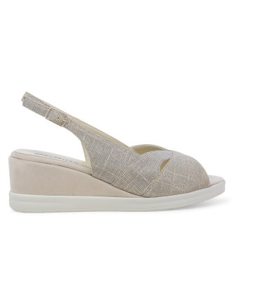 Sandalo donna comodo in tessuto platino r80339q