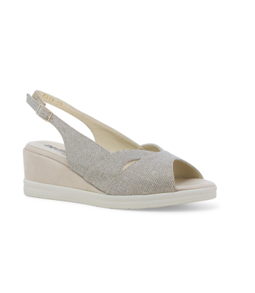 Sandalo donna comodo in tessuto platino r80339q