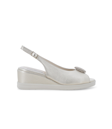 Sandalo zeppa platino con accessorio gioiello r80432q