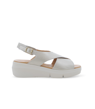 Sandalo platform con fasce incrociate platino r80420q