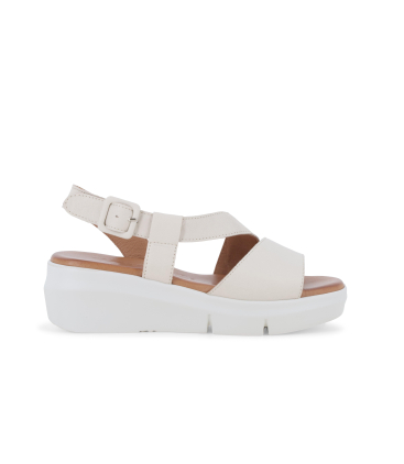 Sandalo donna comodo incrocio in pelle bianco latte r80420z