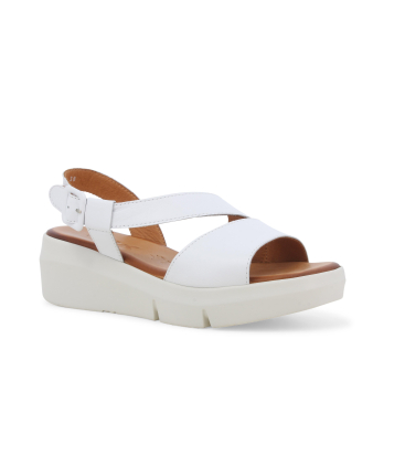 Sandalo donna comodo incrocio in pelle bianco r80420z
