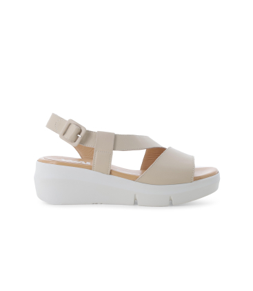 Sandalo donna comodo incrocio in pelle beige r80420q