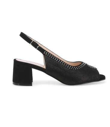 Sandalo donna comodo elegante in camoscio nero s633q