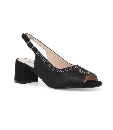 Sandalo donna comodo elegante in camoscio nero s633q