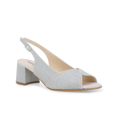 Sandalo comodo elegante in tessuto argento glitterato s634q