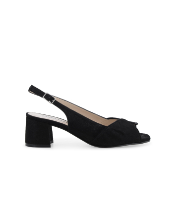 Sandalo slingback spuntato in camoscio nero s634q