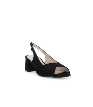 Sandalo slingback spuntato in camoscio nero s634q