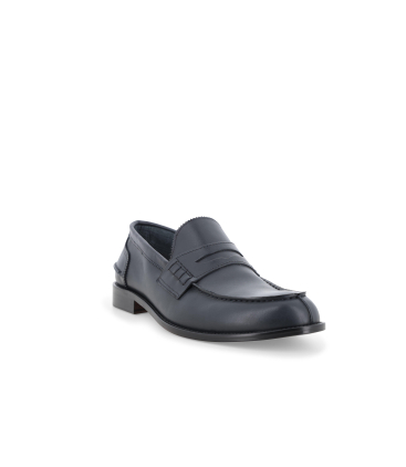 Mocassino comfort in pelle blu liscia u0890q