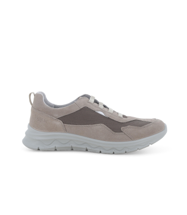 Sneaker sportiva grigia in camoscio e beige u15539q