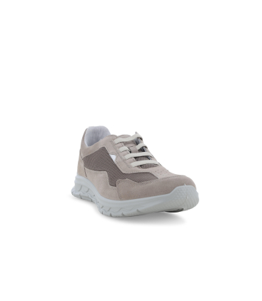 Sneaker sportiva grigia in camoscio e beige u15539q