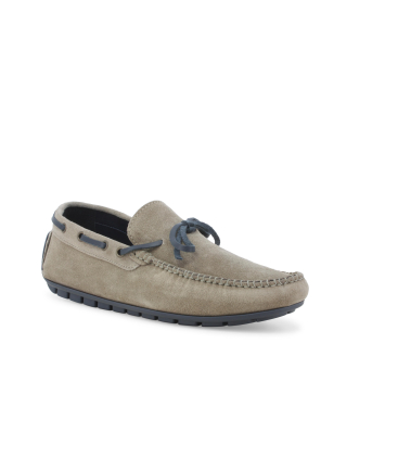 Mocassino driver in camoscio color tortora con laccetti u16007q