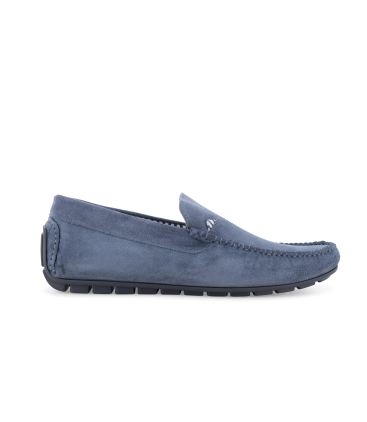 Mocassino slip-on car shoe in camoscio blu avio u16017q