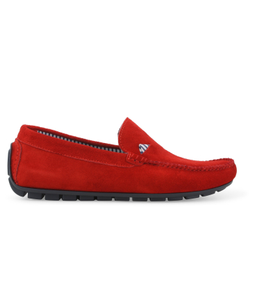 Mocassino slip-on in camoscio rosso acceso u16017q