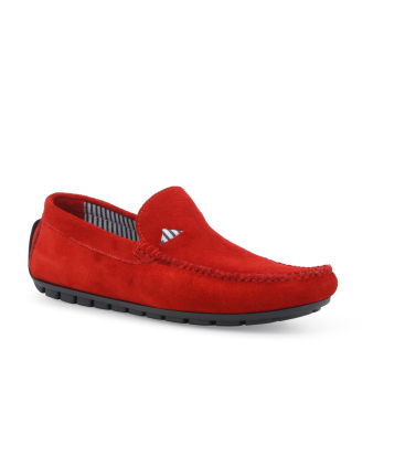 Mocassino slip-on in camoscio rosso acceso u16017q