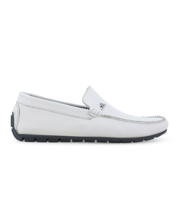 Mocassino estivo uomo in pelle bianca u16017q