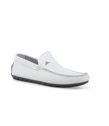 Mocassino estivo uomo in pelle bianca u16017q