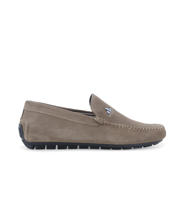 Mocassino slip-on estivo in camoscio tortora u16017q