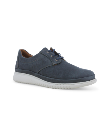 Mocassino allacciato uomo in nabuck blu u41139q