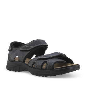 Sandalo uomo con velcro regolabile in tessuto nero u55221q