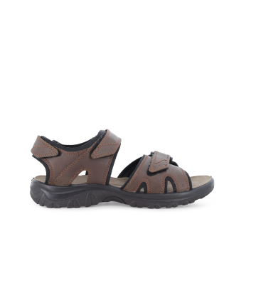 Sandalo uomo con velcro regolabile in tessuto marrone u55221q