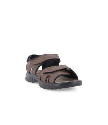 Sandalo uomo con velcro regolabile in tessuto marrone u55221q