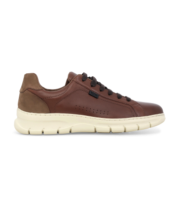 Sneakers uomo allacciata in pelle marrone u55382q