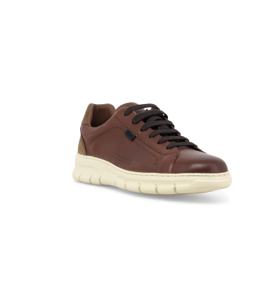 Sneakers uomo allacciata in pelle marrone u55382q