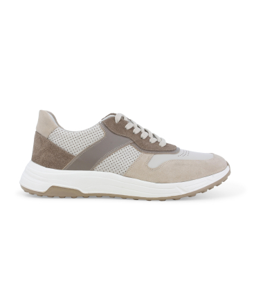 Sneaker uomo in camoscio beige e pelle tecnica u56034q