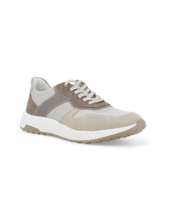 Sneaker uomo in camoscio beige e pelle tecnica u56034q