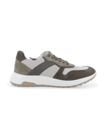 Sneakers uomo multicolor bianco beige in camoscio e pelle tecnica u56034q