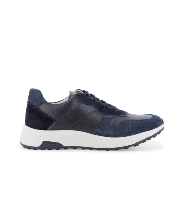 Sneakers sportiva blu navy in camoscio e pelle traforata u56034q