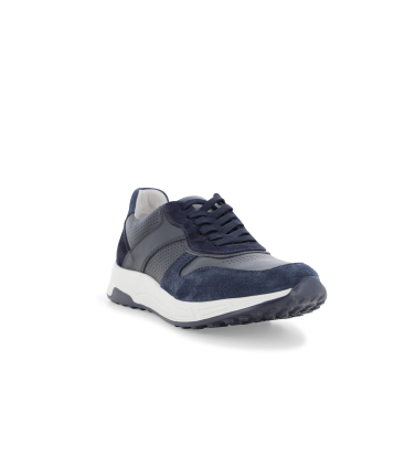 Sneakers sportiva blu navy in camoscio e pelle traforata u56034q