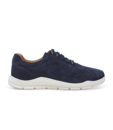 Sneaker in camoscio blu navy con lacci a contrasto u56051q