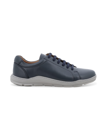 Sneaker uomo in pelle blu navy con suola grigia u56068
