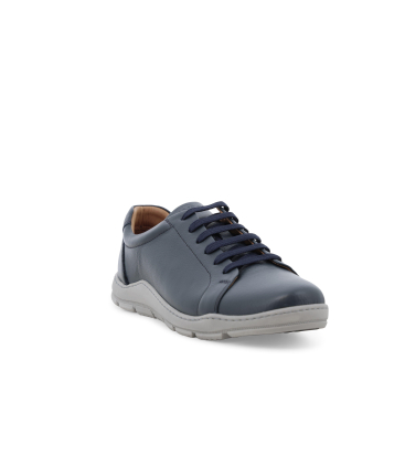 Sneaker uomo in pelle blu navy con suola grigia u56068