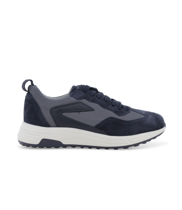 Sneakers uomo blu navy in camoscio e tessuto traspirante u56172