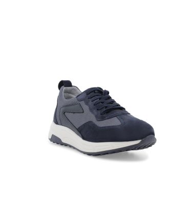 Sneakers uomo blu navy in camoscio e tessuto traspirante u56172