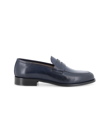 Mocassino classico uomo fondo cuorio in pelle blu notte u90608q