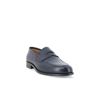 Mocassino classico uomo fondo cuorio in pelle blu notte u90608q