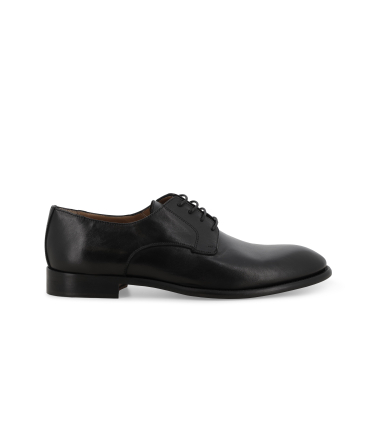 Scarpa derby plain toe in pelle nera minimalista e formale