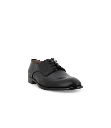 Scarpa derby plain toe in pelle nera minimalista e formale