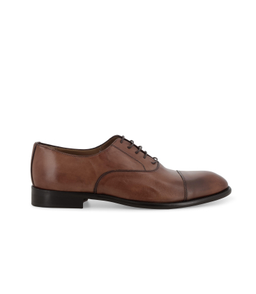 Scarpa oxford cap toe in pelle marrone cognac u90619